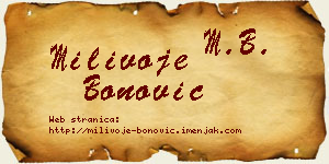 Milivoje Bonović vizit kartica